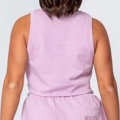 Muscle Nation Womens Cropped Rest Day Tank - Washed Dusty Lilac 12 Muscle Nation Womens Cropped Rest Day Tank - Washed Dusty Lilac