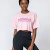 Muscle Nation Womens Cropped Vintage Tee - Washed Peony Retro