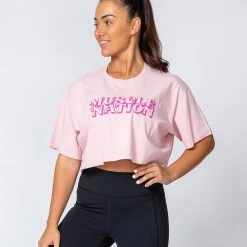 Muscle Nation Womens Cropped Vintage Tee - Washed Peony Retro