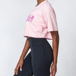 Muscle Nation Womens Cropped Vintage Tee - Washed Peony Retro