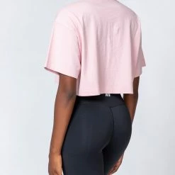 Muscle Nation Womens Cropped Vintage Tee - Washed Peony Retro