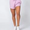 Muscle Nation High Waisted Rest Day Shorts - Washed Dusty Lilac Womens