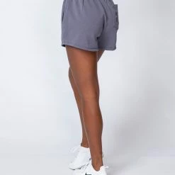 Muscle Nation High Waisted Rest Day Shorts - Washed Sleet Grey Womens