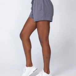 Muscle Nation High Waisted Rest Day Shorts - Washed Sleet Grey Womens