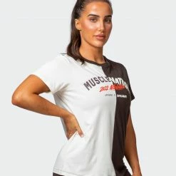 Muscle Nation Womens Regular Fit Athletica Tee - Cocoa / Dew
