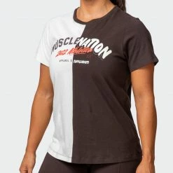 Muscle Nation Womens Regular Fit Athletica Tee - Cocoa / Dew