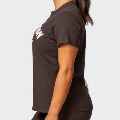 Muscle Nation Womens Regular Fit Athletica Tee - Cocoa / Dew