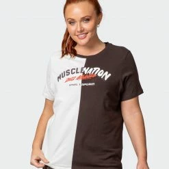 Muscle Nation Womens Regular Fit Athletica Tee - Cocoa / Dew