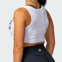 Muscle Nation World Champion Rib Cropped Tank - White Womens