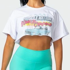 Muscle Nation Womens World Champion Super Cropped Tee - White 13 Muscle Nation Womens World Champion Super Cropped Tee - White