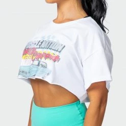 Muscle Nation Womens World Champion Super Cropped Tee - White 14 Muscle Nation Womens World Champion Super Cropped Tee - White