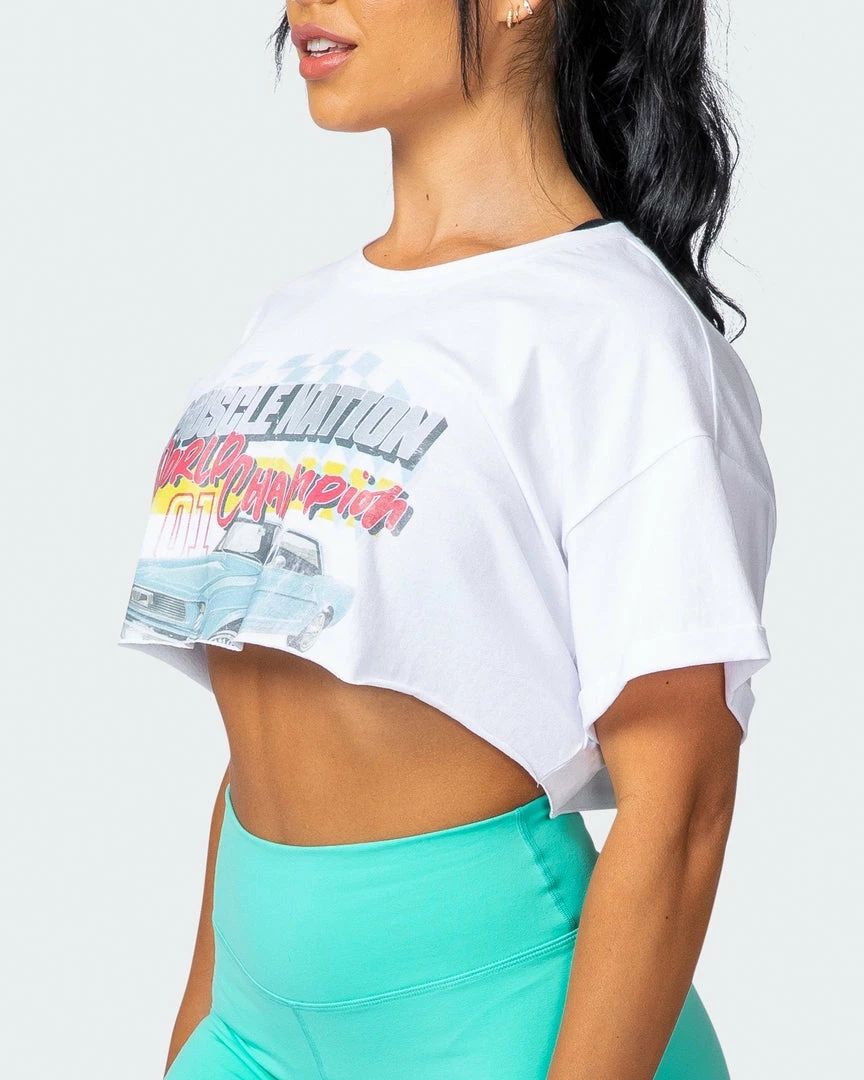 Muscle Nation Womens World Champion Super Cropped Tee - White 6 Muscle Nation Womens World Champion Super Cropped Tee - White
