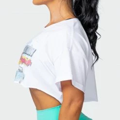 Muscle Nation Womens World Champion Super Cropped Tee - White 15 Muscle Nation Womens World Champion Super Cropped Tee - White