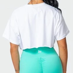 Muscle Nation Womens World Champion Super Cropped Tee - White 17 Muscle Nation Womens World Champion Super Cropped Tee - White