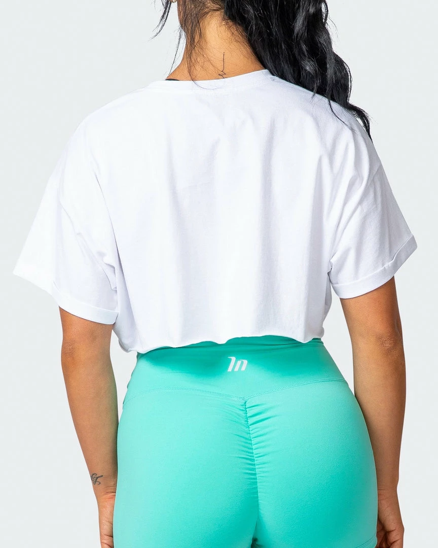 Muscle Nation Womens World Champion Super Cropped Tee - White 9 Muscle Nation Womens World Champion Super Cropped Tee - White