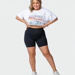 Muscle Nation Womens World Champion Super Cropped Tee - White 19 Muscle Nation Womens World Champion Super Cropped Tee - White