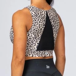 Muscle Nation Zip Up Bra - Yellow Leopard Womens