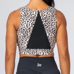 Muscle Nation Zip Up Bra - Yellow Leopard Womens